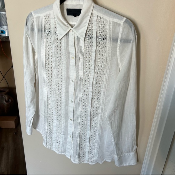 Nili Lotan Tara Eyelet Button Down Shirt - Picture 7 of 11